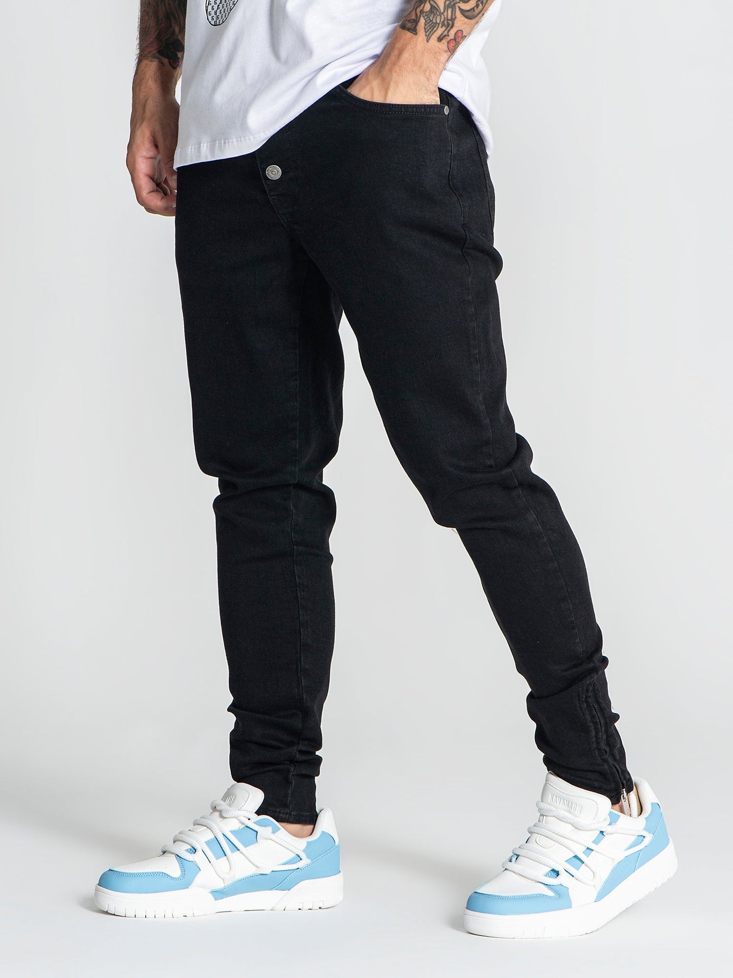 Black Button Up Zipper Jeans