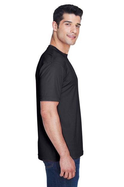 UltraClub Mens Cool & Dry Performance Moisture Wicking Short Sleeve Crewneck T-Shirt - Black - Closeout
