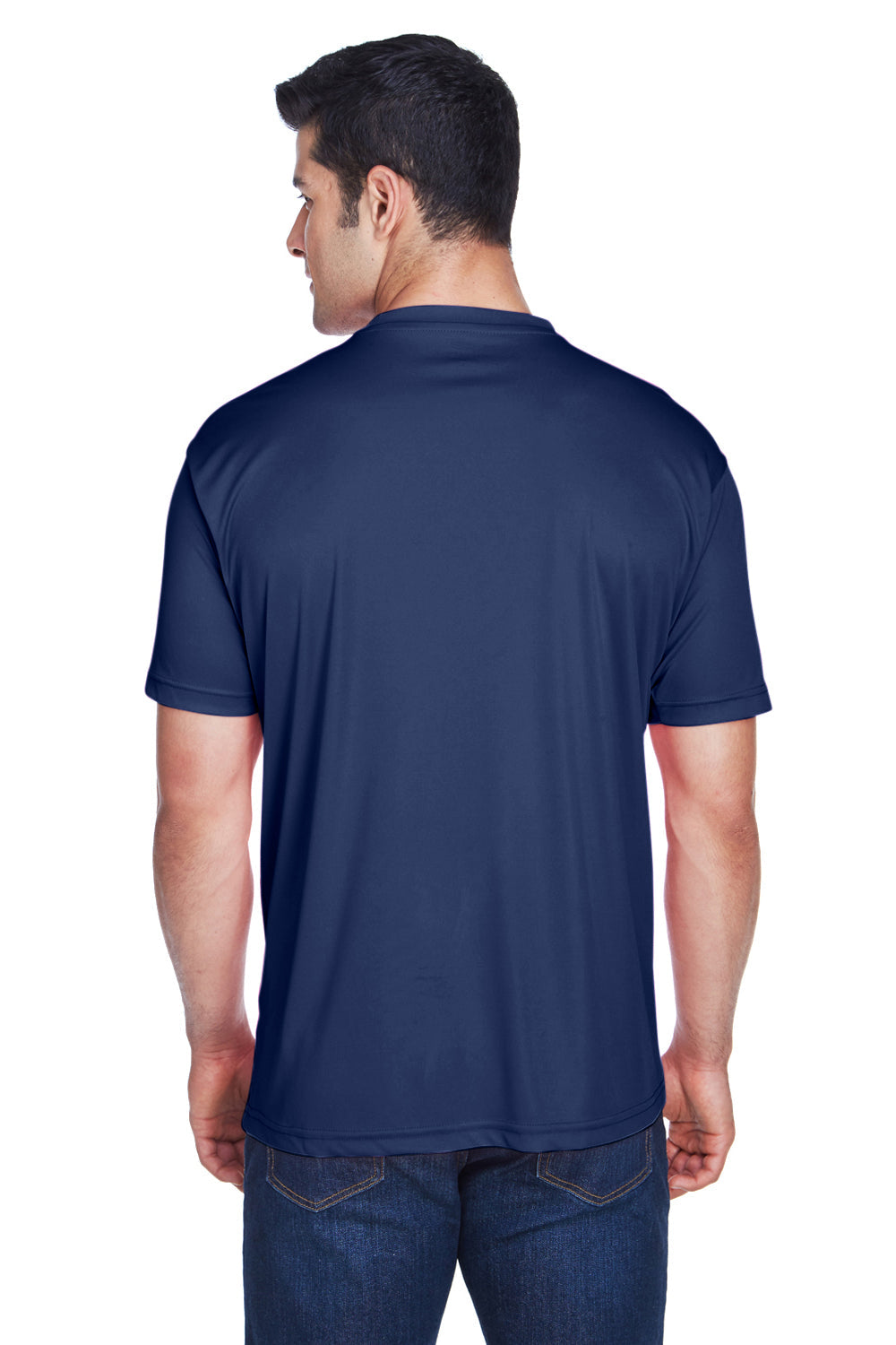 UltraClub Mens Cool & Dry Performance Moisture Wicking Short Sleeve Crewneck T-Shirt - Navy Blue - Closeout