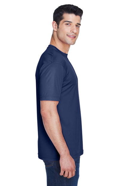 UltraClub Mens Cool & Dry Performance Moisture Wicking Short Sleeve Crewneck T-Shirt - Navy Blue - Closeout
