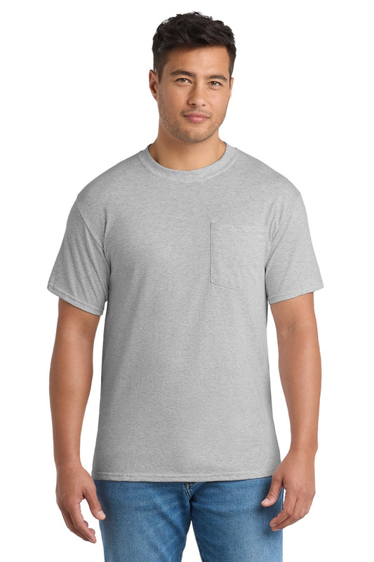 Mens Core Short Sleeve Crewneck T-Shirt w/ Pocket - Ash Grey