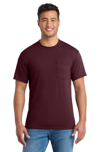 Mens Core Short Sleeve Crewneck T-Shirt w/ Pocket - Athletic Maroon