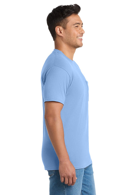 Mens Core Short Sleeve Crewneck T-Shirt w/ Pocket - Light Blue