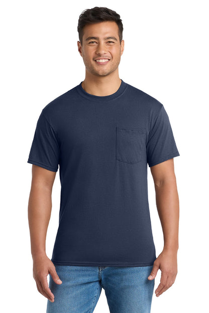 Mens Core Short Sleeve Crewneck T-Shirt w/ Pocket - Navy Blue