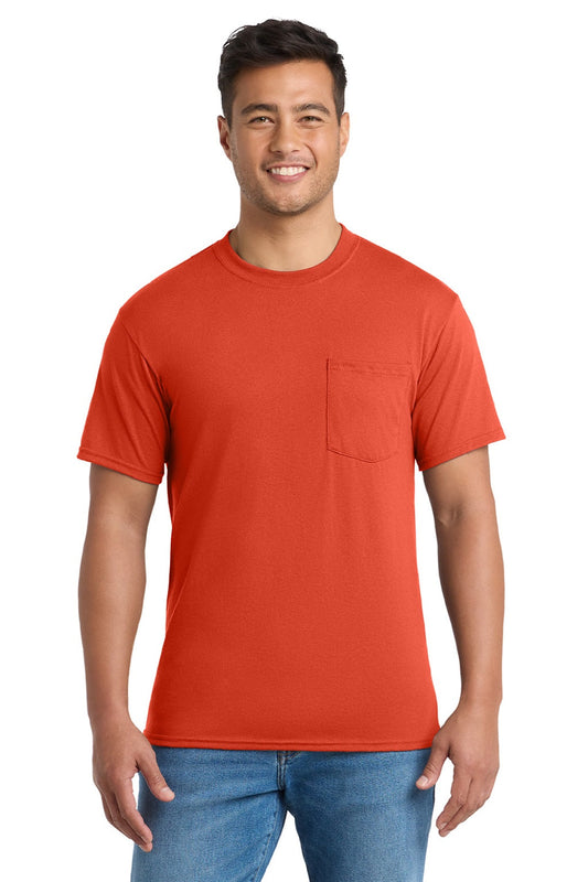 Mens Core Short Sleeve Crewneck T-Shirt w/ Pocket - Orange
