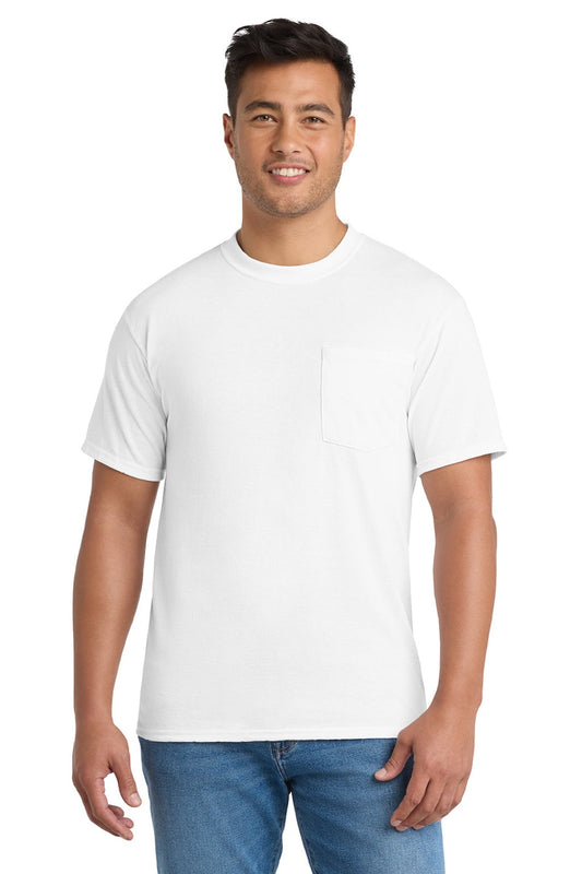 Mens Core Short Sleeve Crewneck T-Shirt w/ Pocket - White