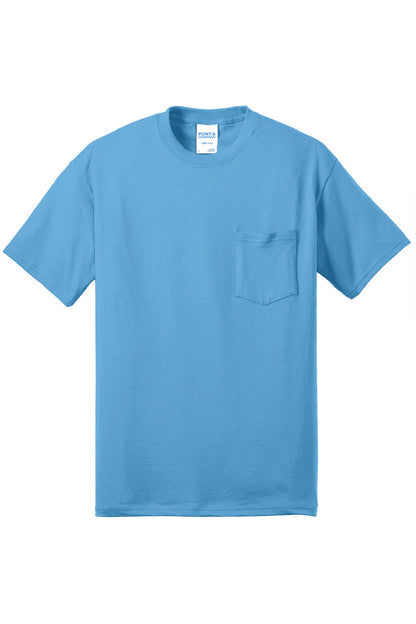 Mens Core Short Sleeve Crewneck T-Shirt w/ Pocket - Aquatic Blue