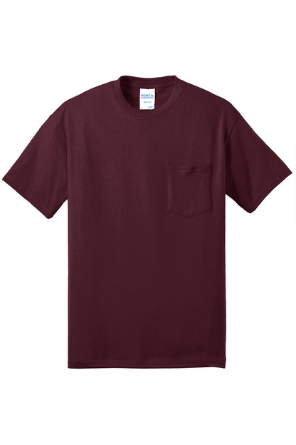 Mens Core Short Sleeve Crewneck T-Shirt w/ Pocket - Athletic Maroon