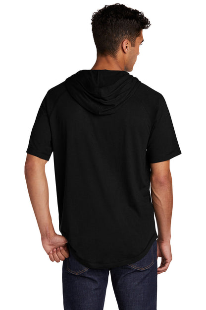 Sport-Tek Mens Moisture Wicking Short Sleeve Hooded T-Shirt Hoodie - Black