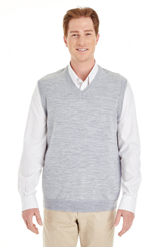Harriton Mens Pilbloc Pill Resistant V-Neck Sweater Vest - Heather Grey